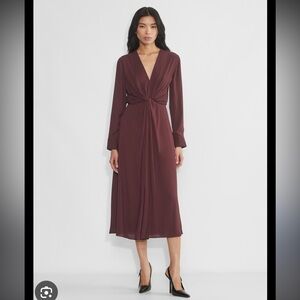 NWT - Babaton Lois Dress - Large - Long Sleeve Burgandy